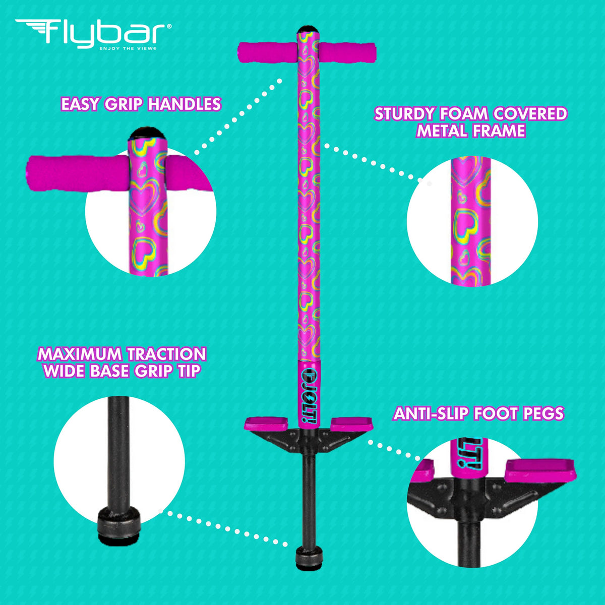 Wide bounce tip on Flybar Jolt adds stability for new riders