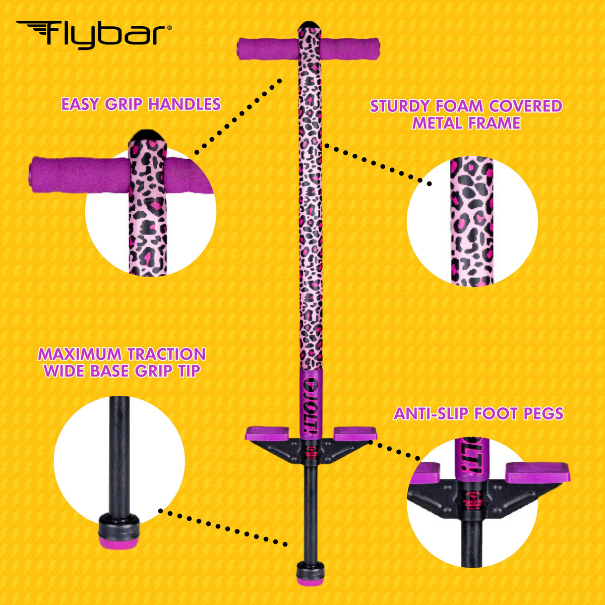 Wide bounce tip provides stability for new riders.
