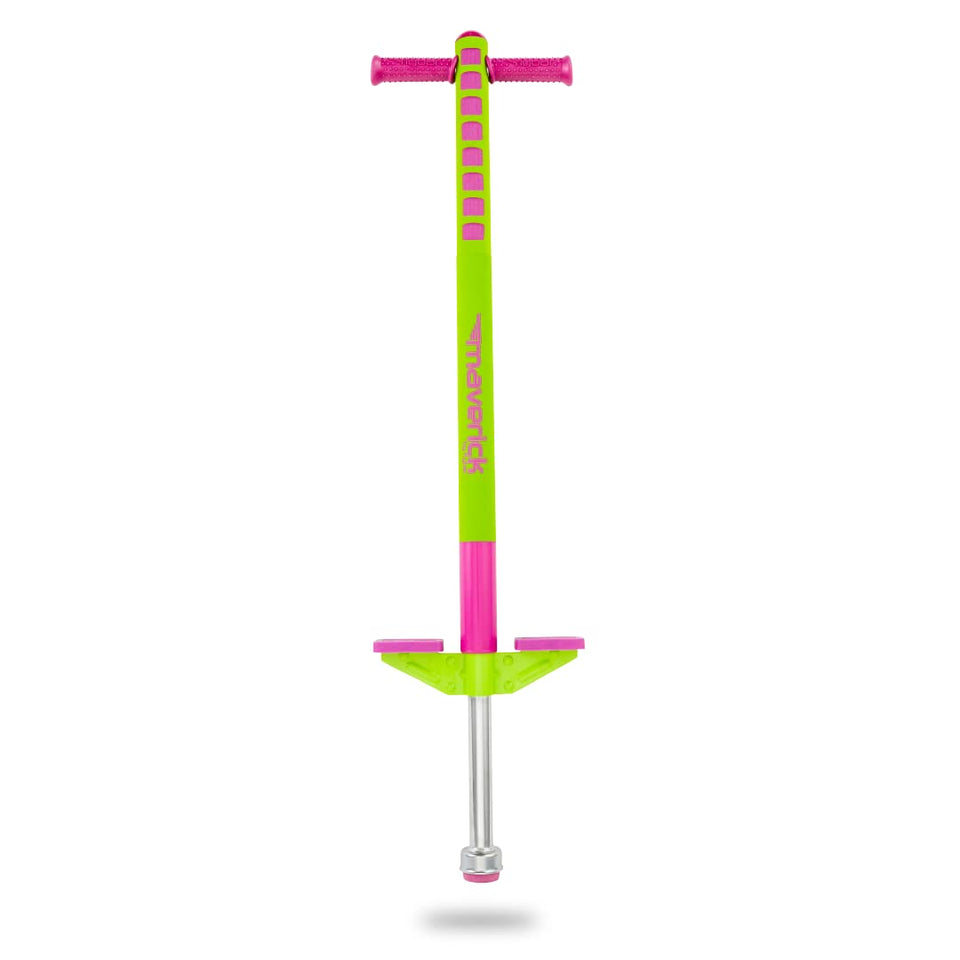 Flybar Maverick lime grip pogo stick for secure first jumps and control.