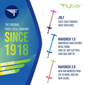 Maverick pogo stick features non-slip foot pads for stability