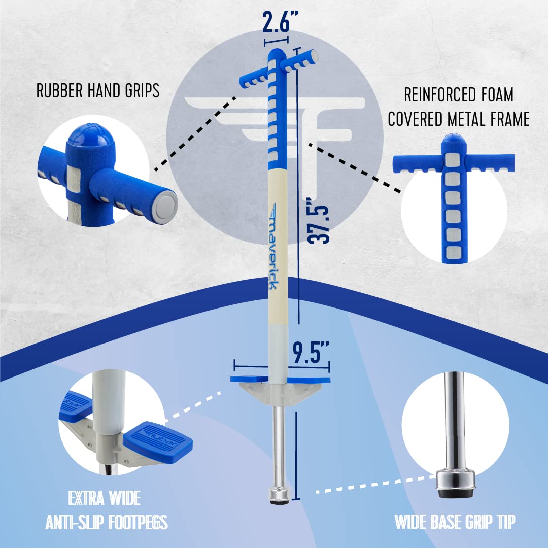 Flybar Maverick wide bounce tip helps beginners maintain balance.