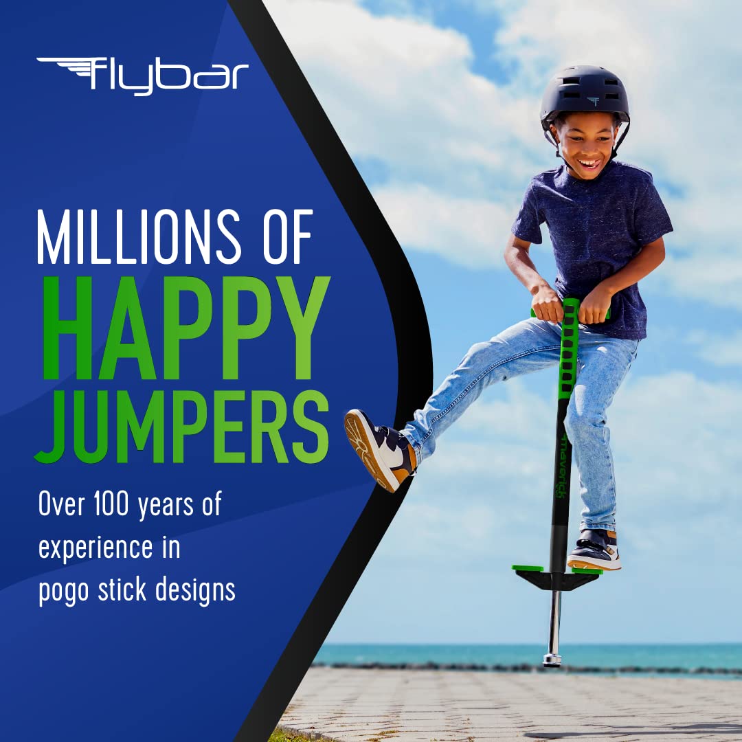 Flybar Maverick wide-bounce-tip stabilizes landings for confident outdoor jumping
