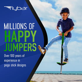 Flybar Maverick wide-bounce-tip stabilizes landings for confident outdoor jumping