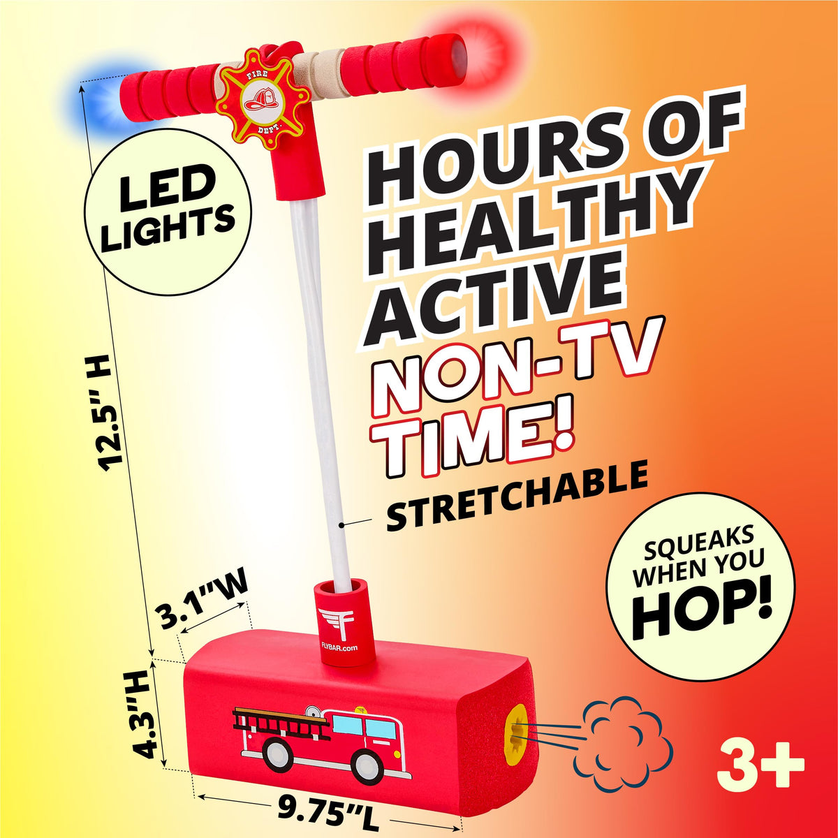 Flybar pogo jumper designed for indoor and outdoor use in any play space