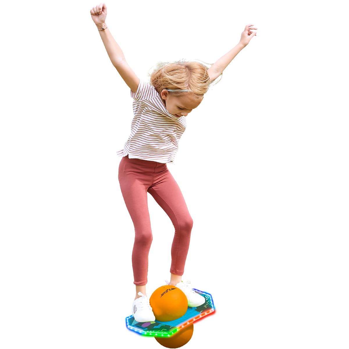 Flybar Pogo Glow anti-slip deck supports stable jumps.