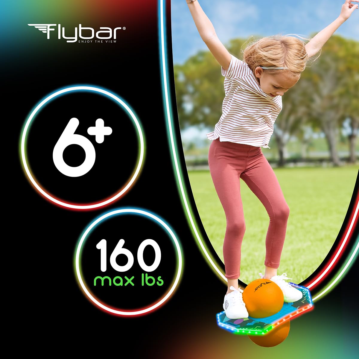 Flybar Pogo Glow enhances balance and coordination during bouncing.