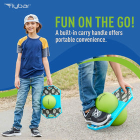 Flybar pogo ball pump in-use demonstrates quick setup for instant active play.