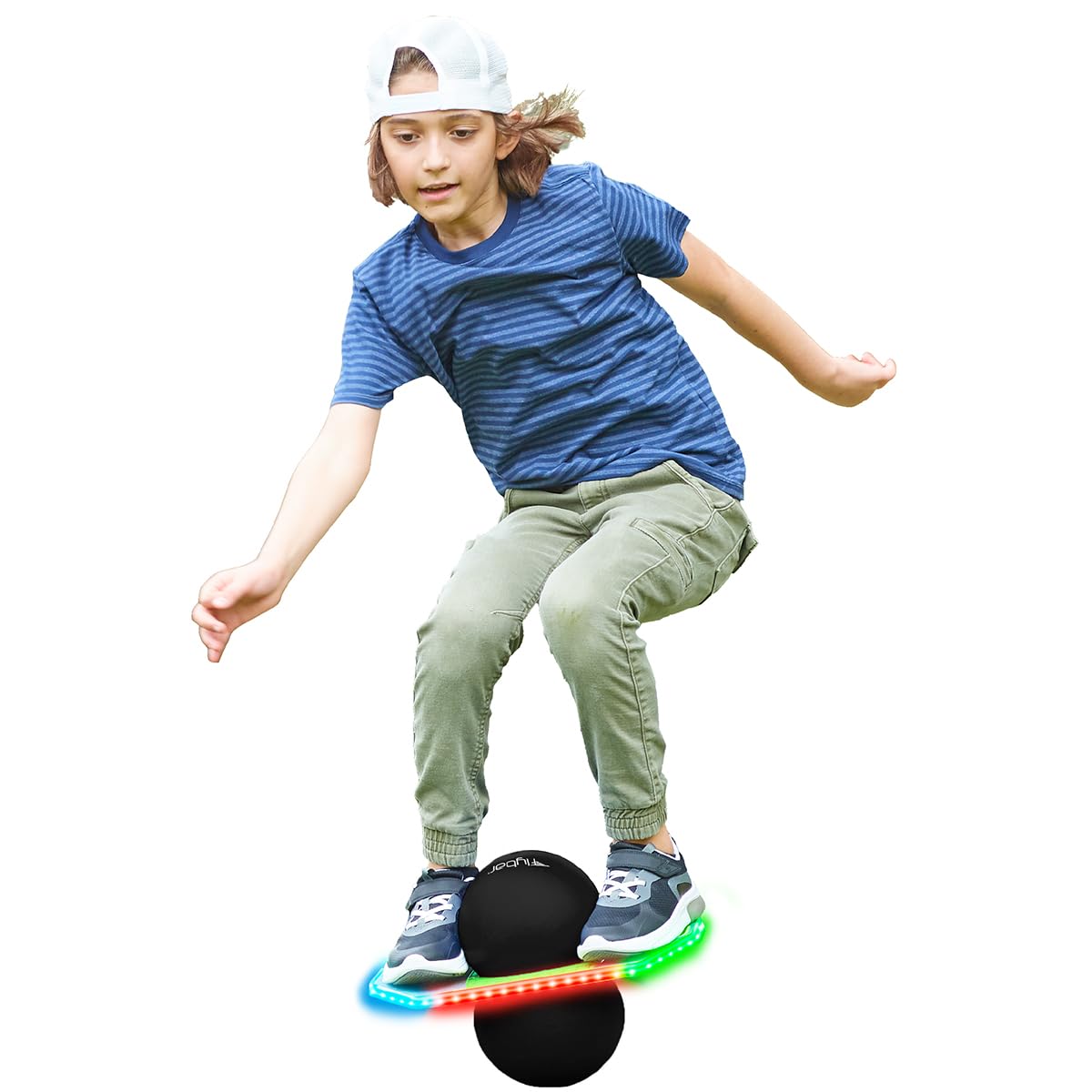 Flybar Pogo Glow Trick Ball glow lights brighten play and attract kids.