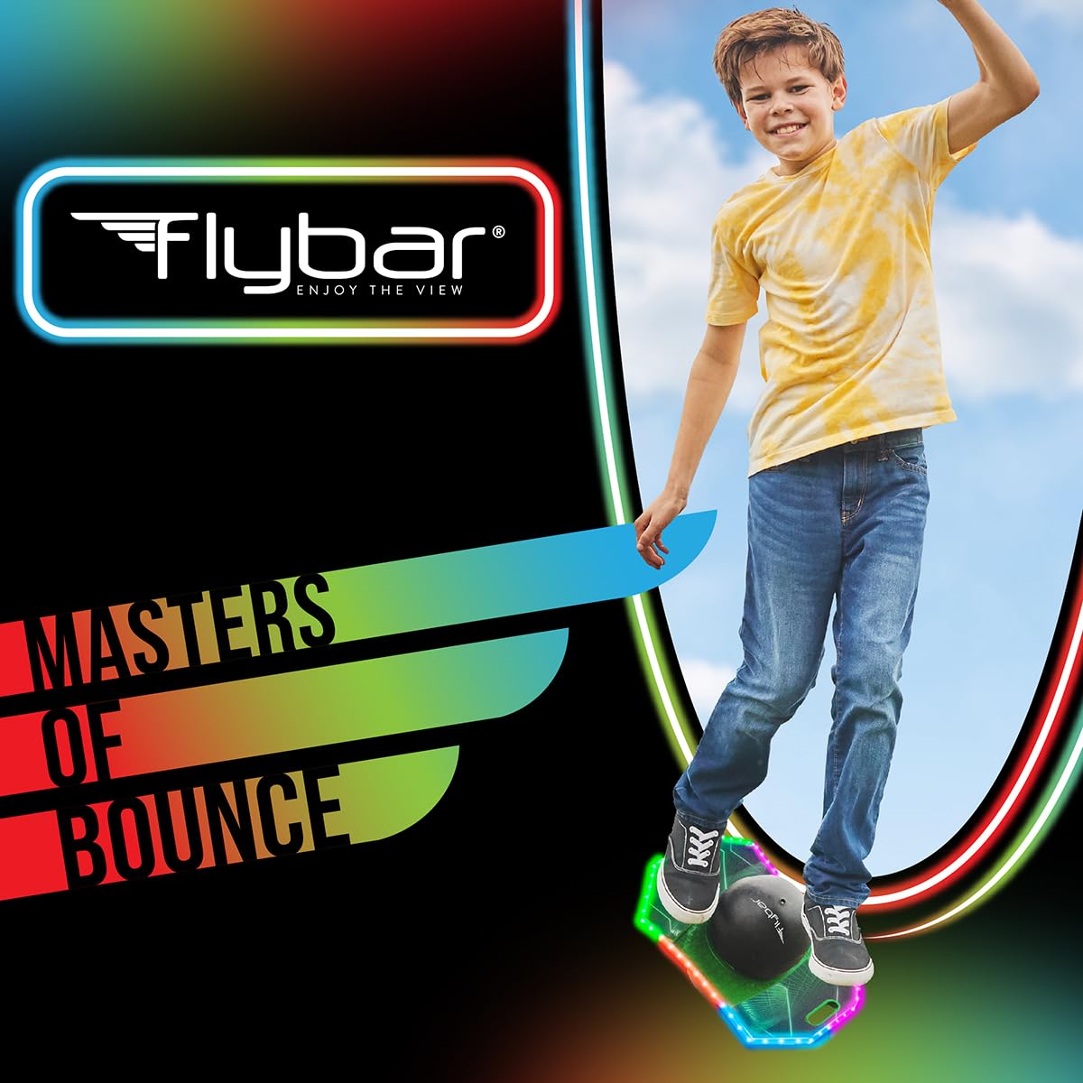 Flybar Pogo Glow Trick Ball supports up to 160 lbs for growing kids.