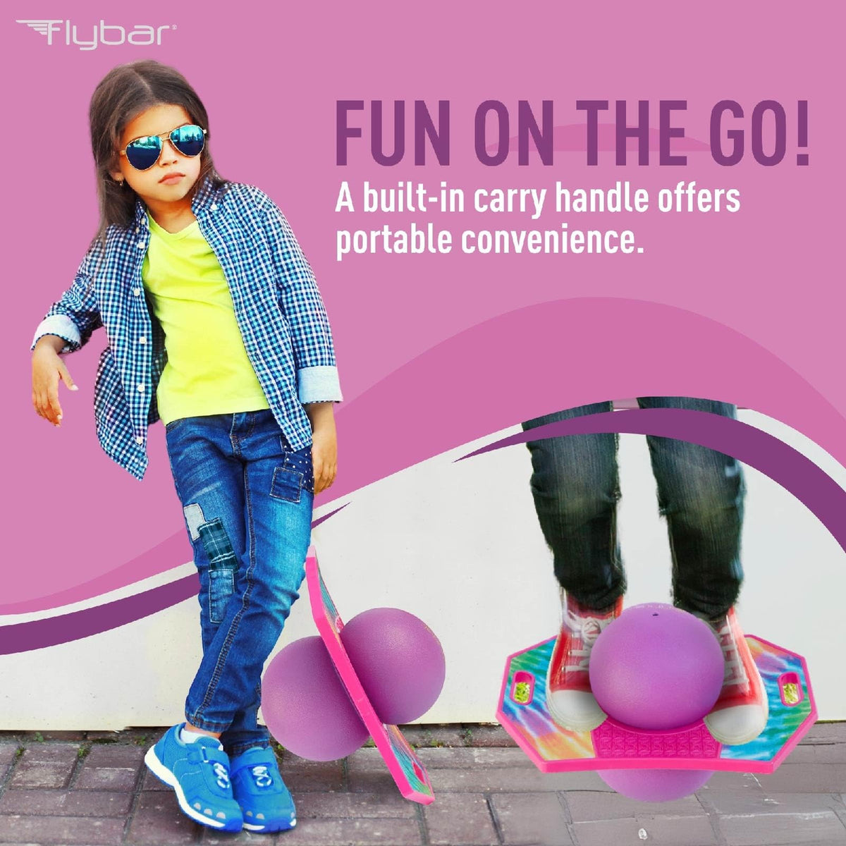 Flybar Pogo Trick Ball pump included enables quick, ready-to-play setup.