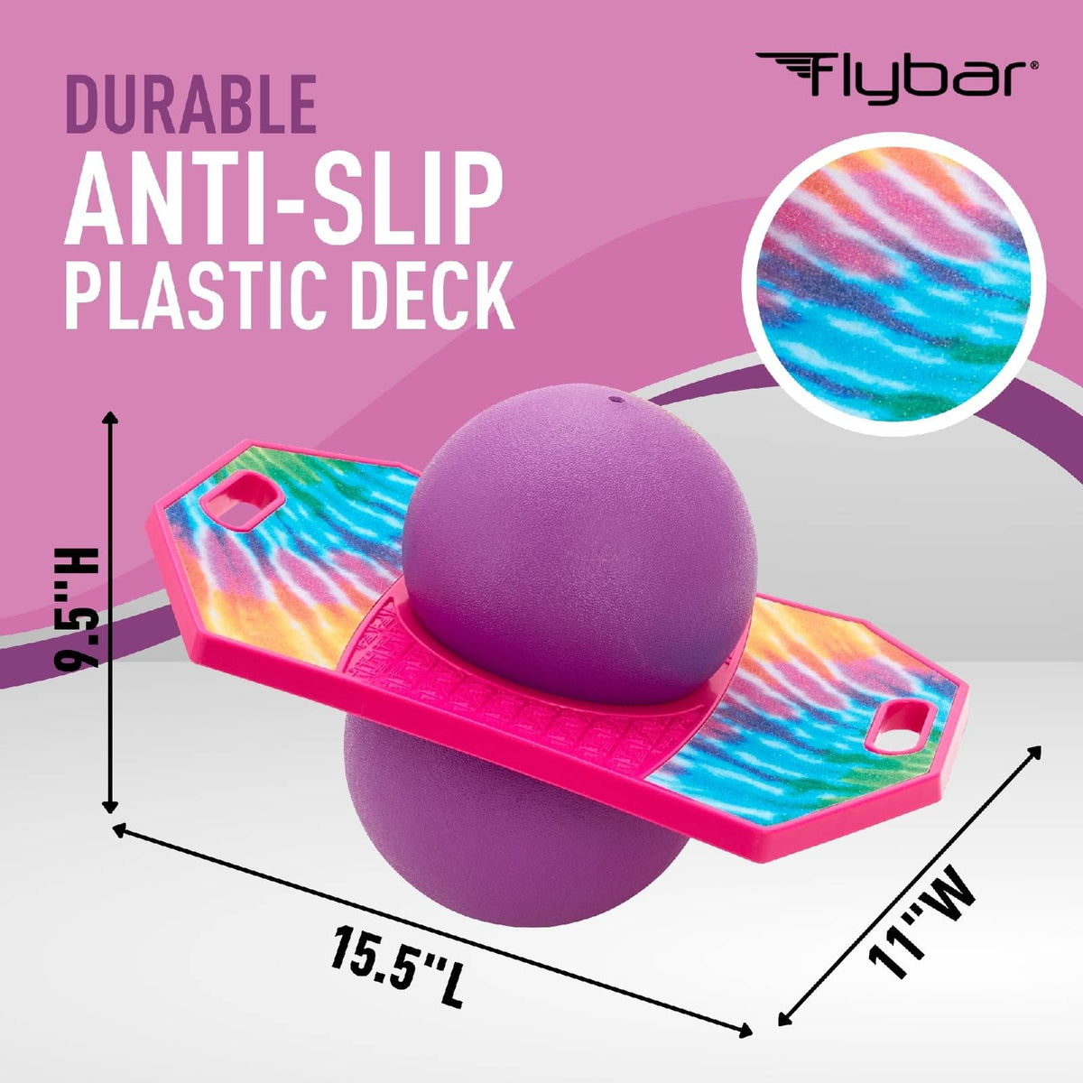 Flybar Pogo Trick Ball suitable for indoor spaces and outdoor play.