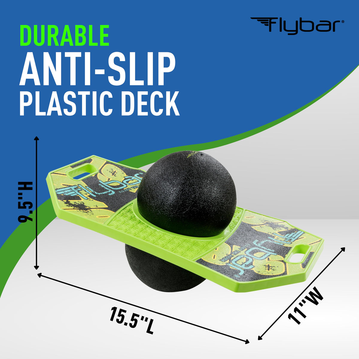 Kids jump and play with Flybar pogo trick ball, promoting balance and coordination.