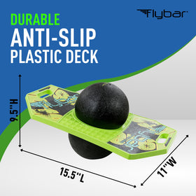 Kids jump and play with Flybar pogo trick ball, promoting balance and coordination.