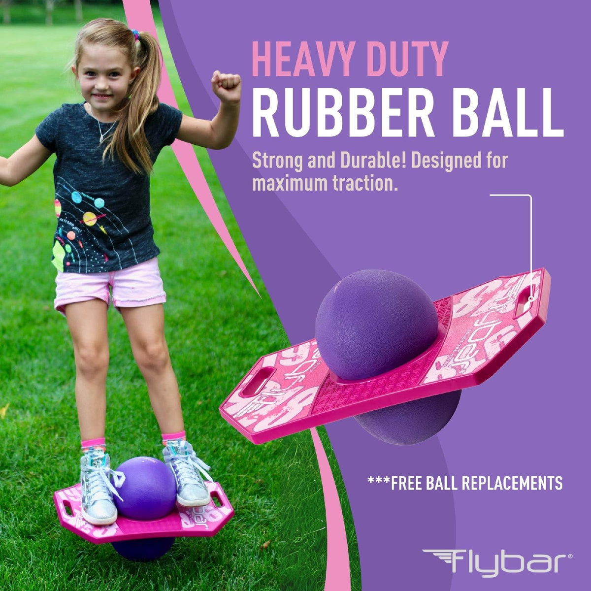 Flybar Pogo Trick Ball Pink Berry 2 designed for kids aged 6+ active play.