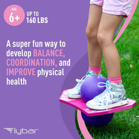 Flybar Pogo Trick Ball Pink Berry 2 supports up to 160 lbs during bounce sessions.