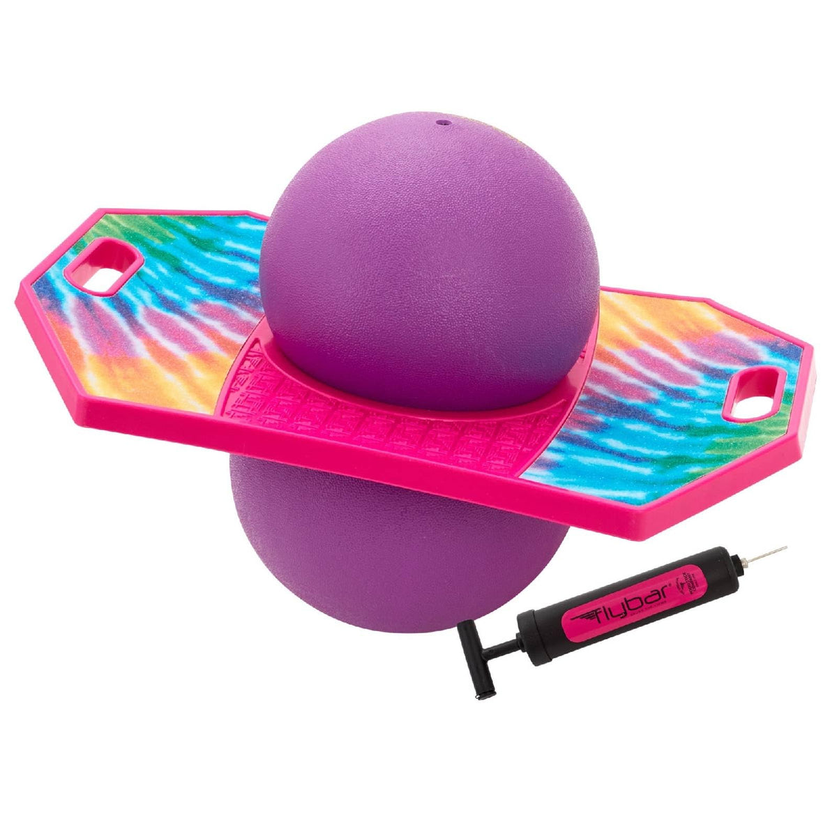 Flybar Pogo Trick Ball with tie-dye design invites energetic indoor and outdoor play.