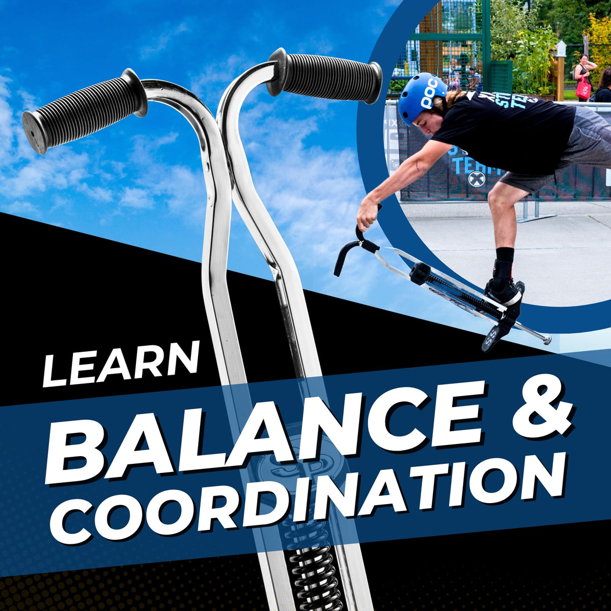 Flybar Super Pogo Stick high-tension spring delivers smooth, consistent jumps.
