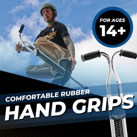 Flybar Super Pogo Stick textured grips improve control during fast, precise bounces.