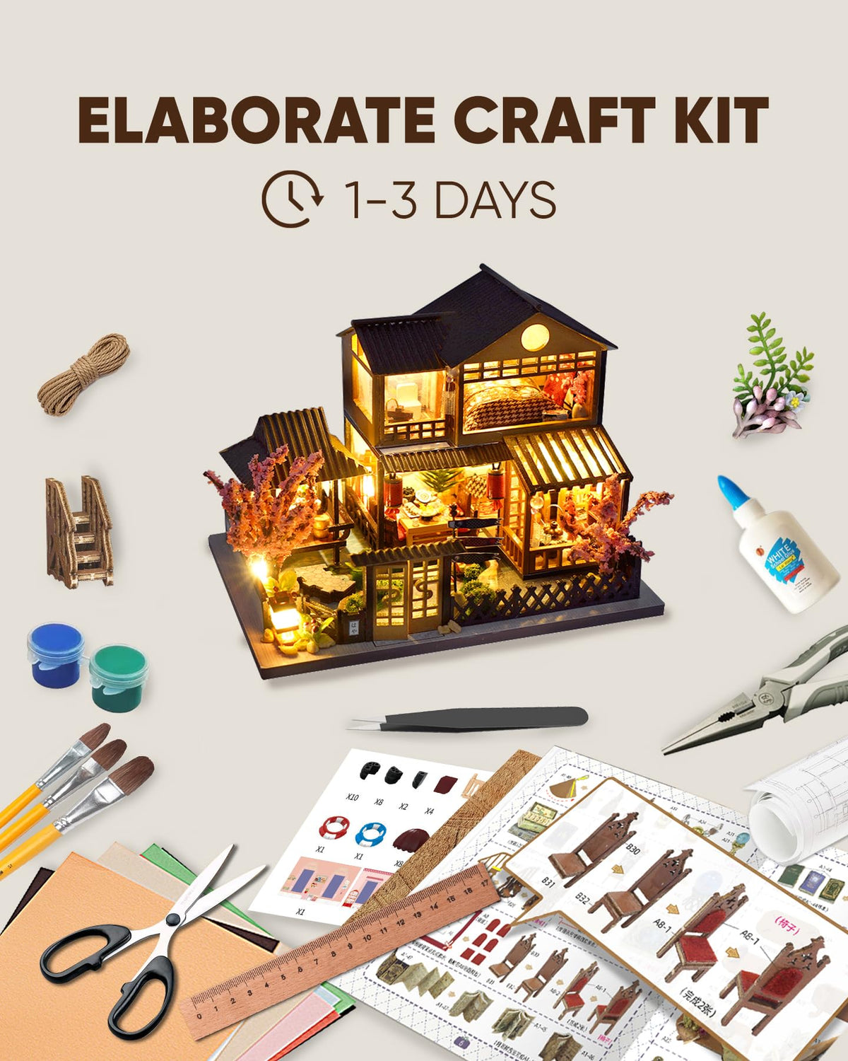 Flybean kit with cherry blossom trees adds visual calm to your craft project.