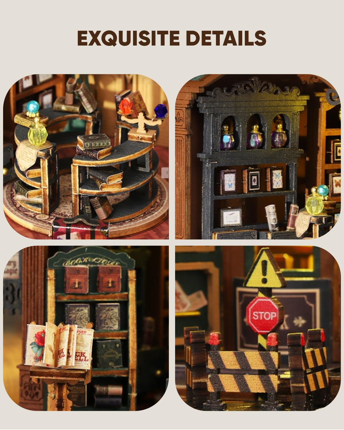 Flybean DIY miniature book nook ideal for desk decor.