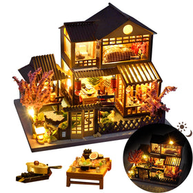 Flybean Japanese Garden House kit cover, inviting a peaceful, creative desk setup for mindful hobby time.