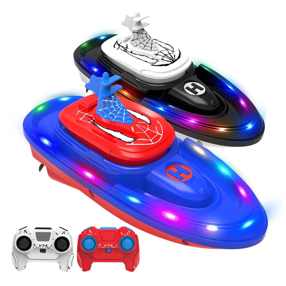 flycites RC Battle Boat with spider-hero design for dynamic pool battles