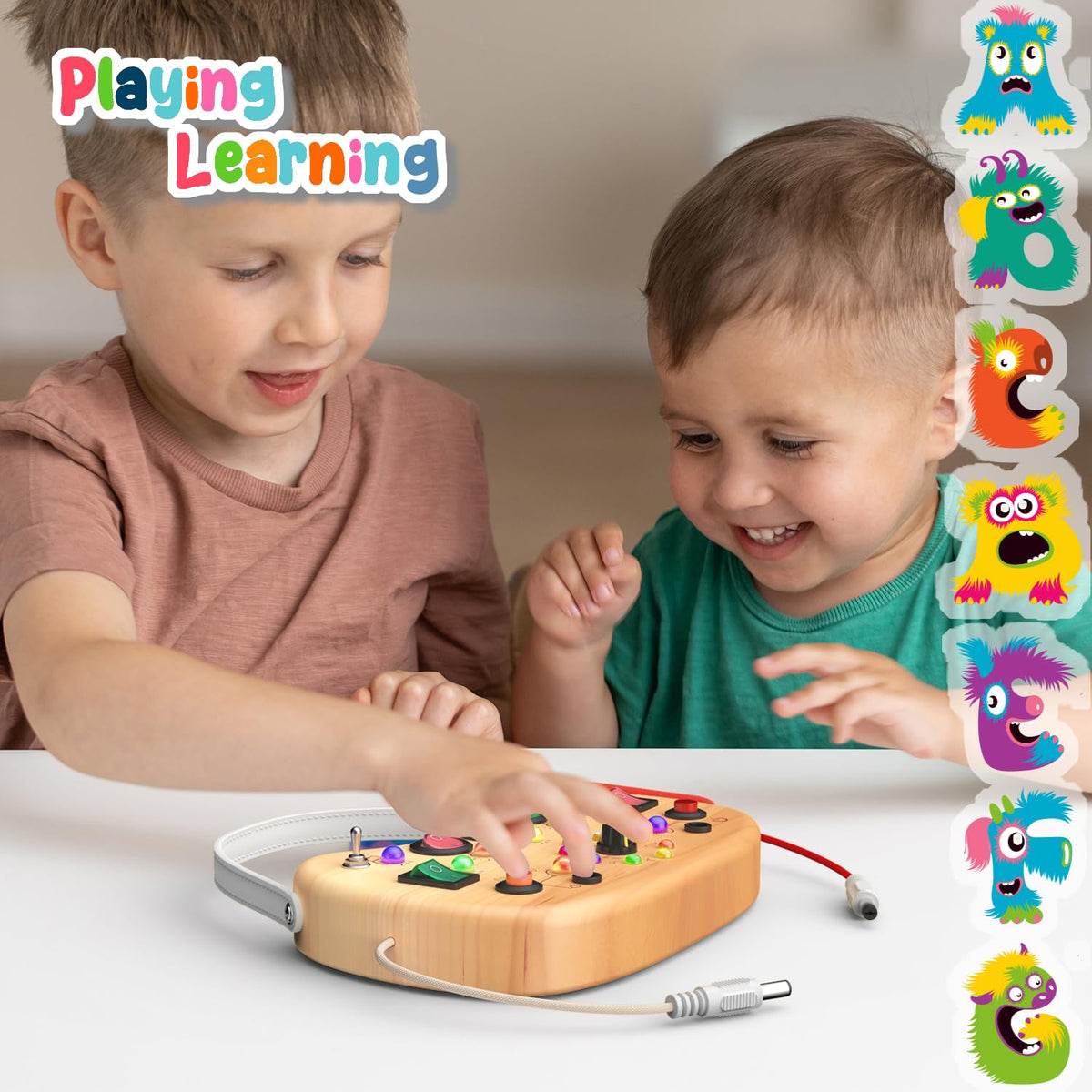 Flycoost Busy Board with carry handle is ideal for travel and car rides.