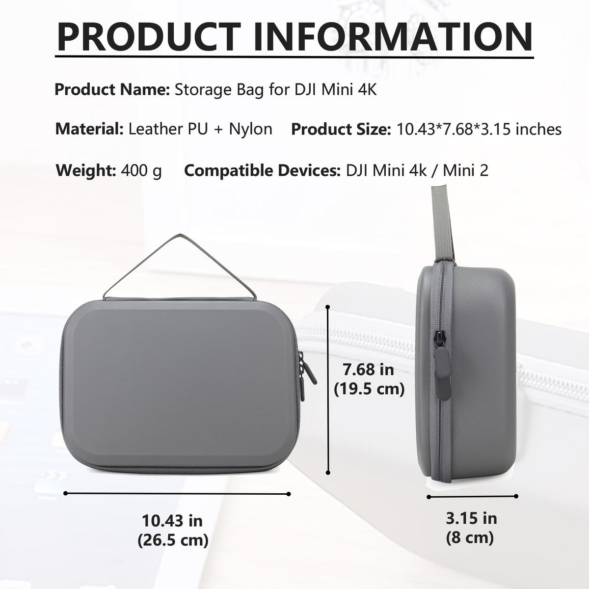 Flyekist DJI Mini 4K case remote storage with dedicated pocket