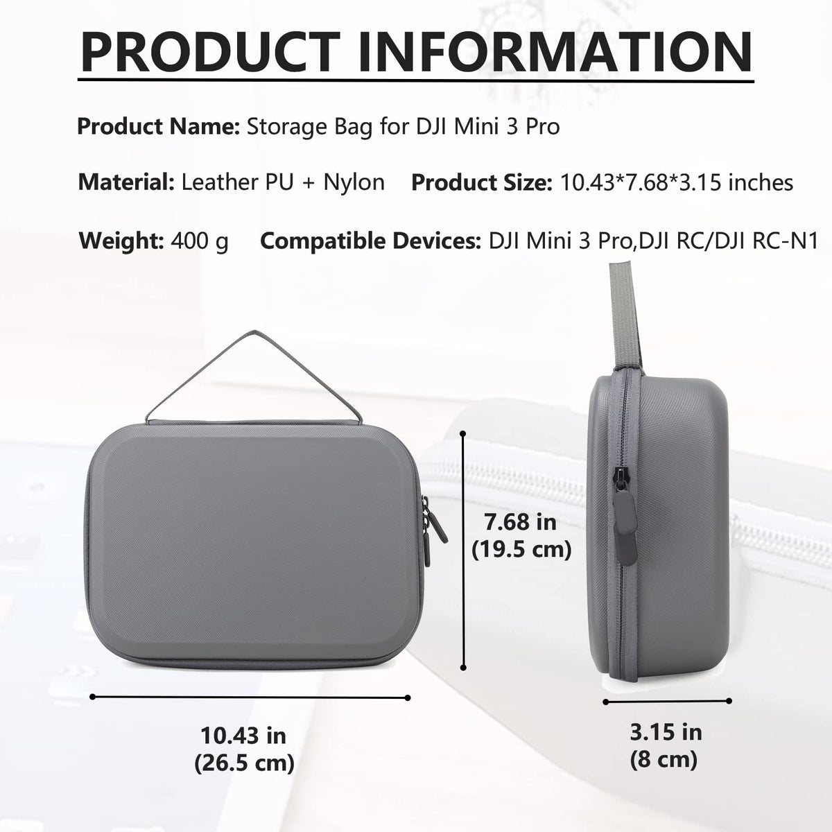 Flyekist Mini3 Pro case portable design is ideal for backpacks and carry-on.