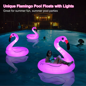 FlyfreeU colorful flamingo pool float adds visual appeal to pool parties.