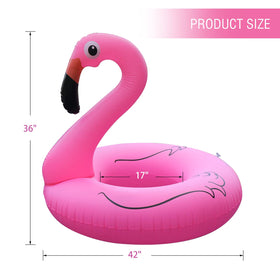 FlyfreeU dual-nozzle design enables quick inflation and fast deflation of the flamingo float.