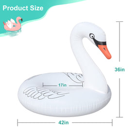 FlyfreeU Swan pool float measures 42 inches for adult lounging.