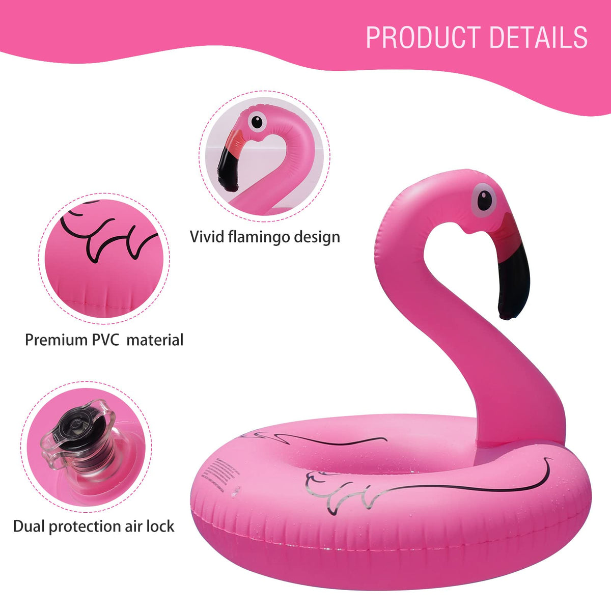 FlyfreeU thick PVC construction ensures durable inflatable flamingo pool float.