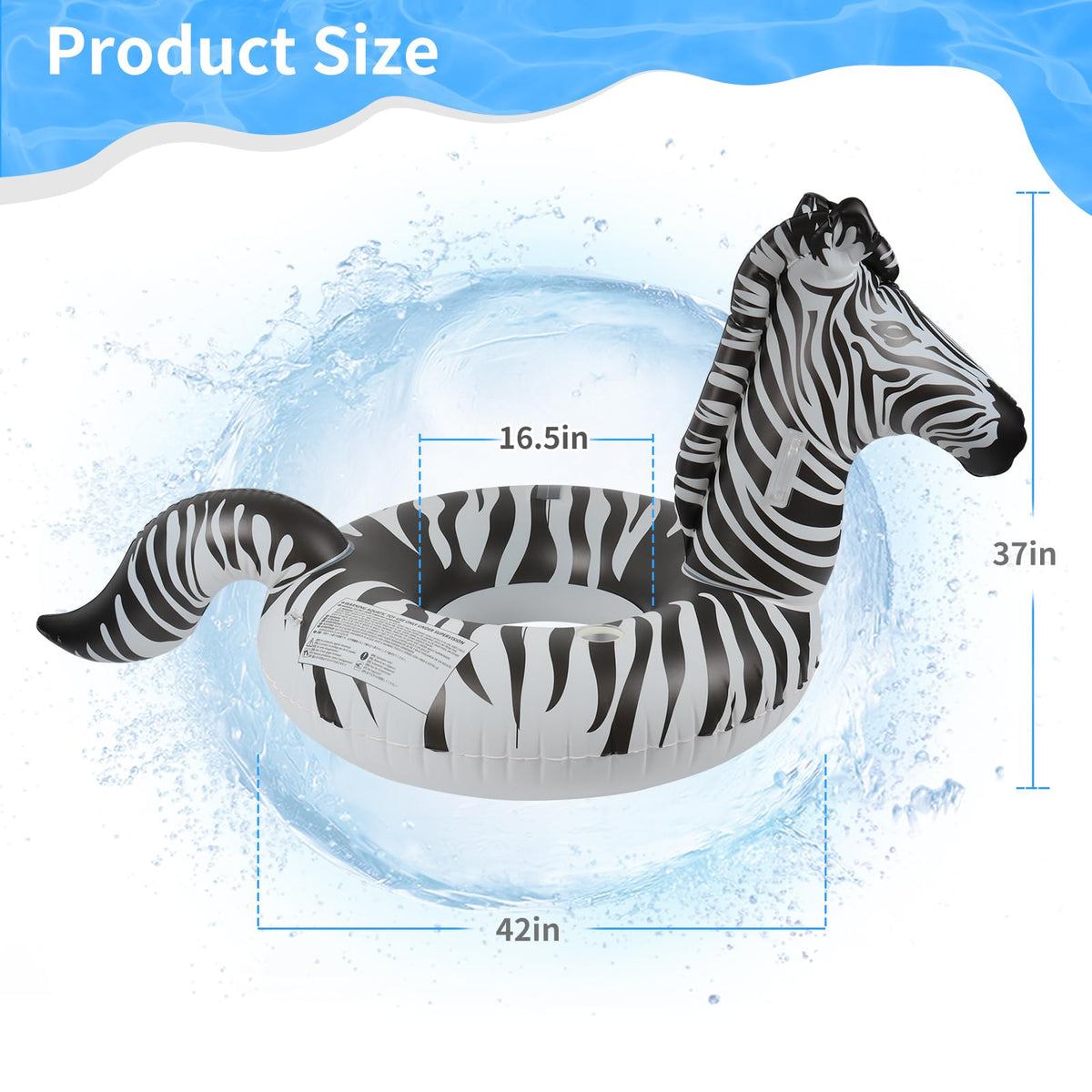 FlyfreeU zebra float includes sturdy cup holder for beverages