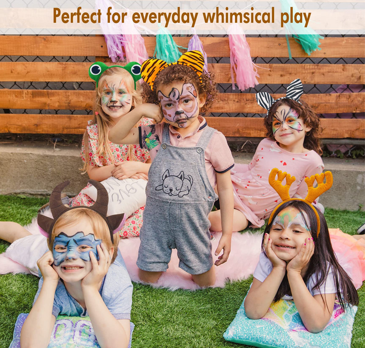 Flying Childhood giraffe ears headband enhances playful costume looks.