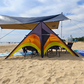 Two-connection design shown to adjust line setup in varying winds.