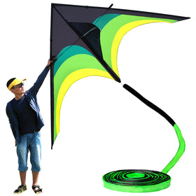 Flying Hoofer giant kite 9ft, bold black and green, easy for beginners to launch.