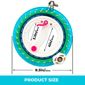 Flying Hoofer kite reel winder blue handle extended for comfortable wind setup.