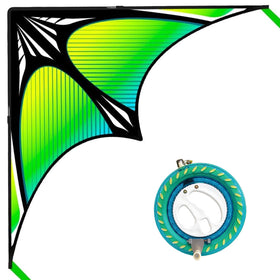 Flying Hoofer large beach kite green enables easy, relaxed family flying.