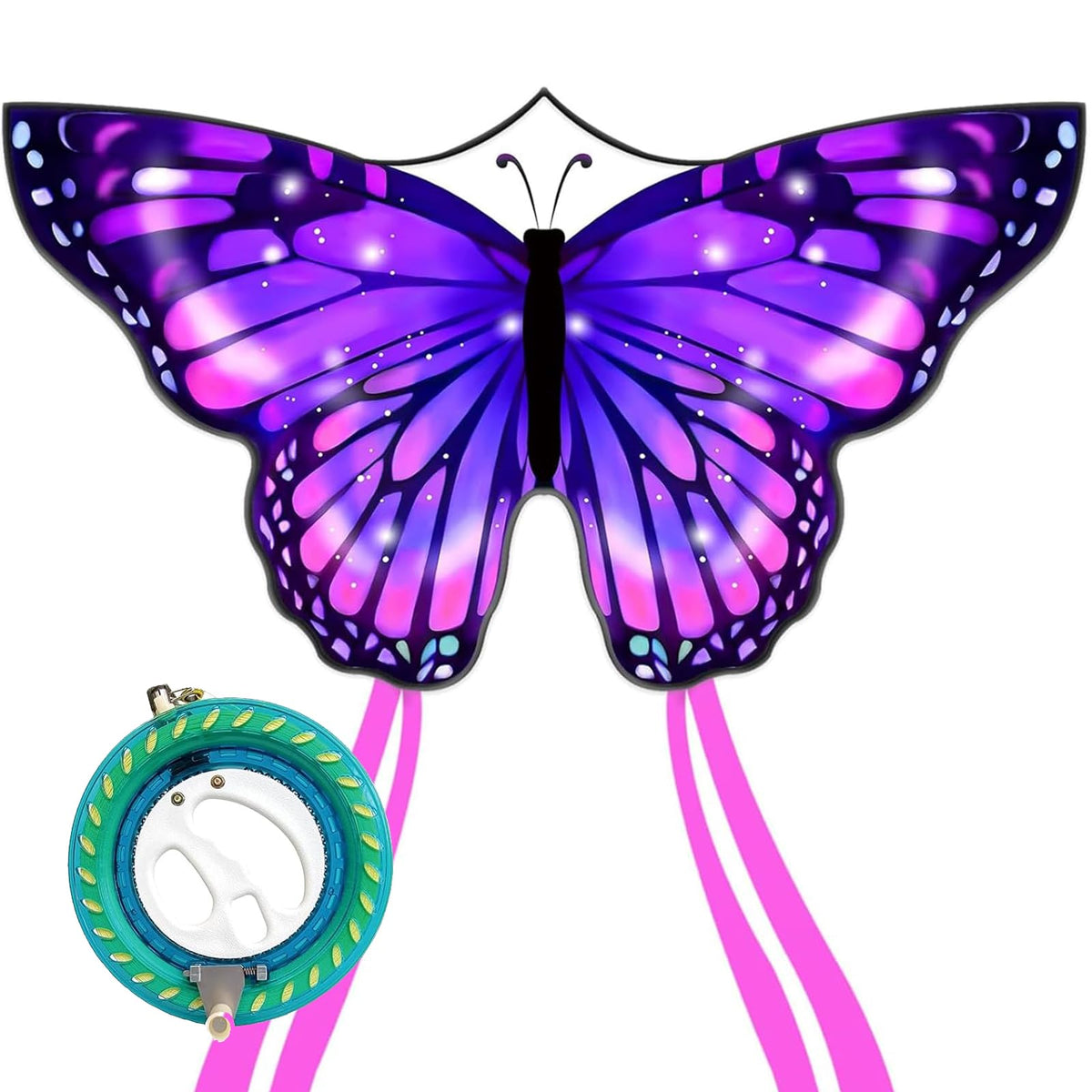 Flying Hoofer purple butterfly kite with reel: easy setup for beginners