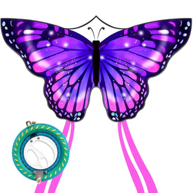 Flying Hoofer purple butterfly kite with reel: easy setup for beginners