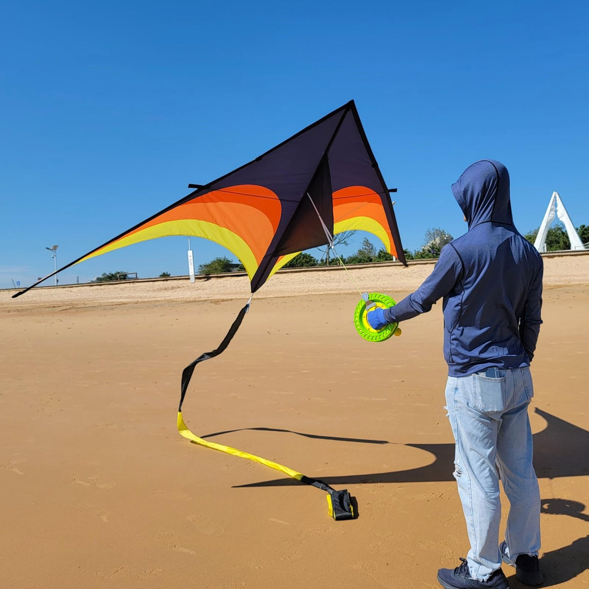 Tear-resistant nylon material provides durable weekend kite sessions.