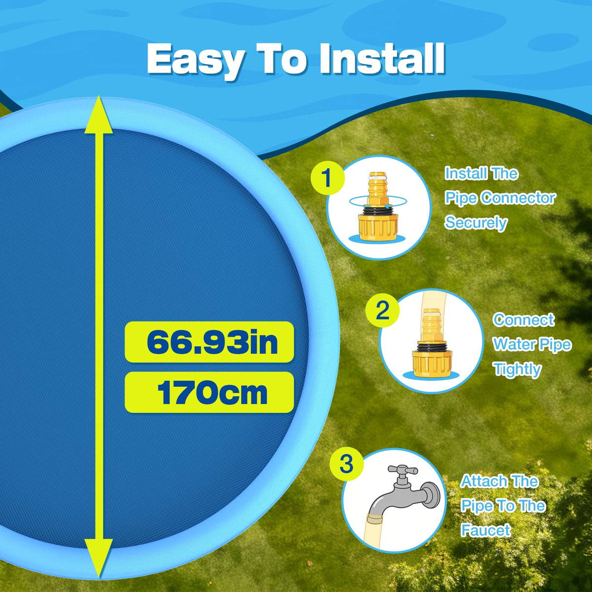 Flying Paws easy setup with garden hose connection for quick outdoor cooling.