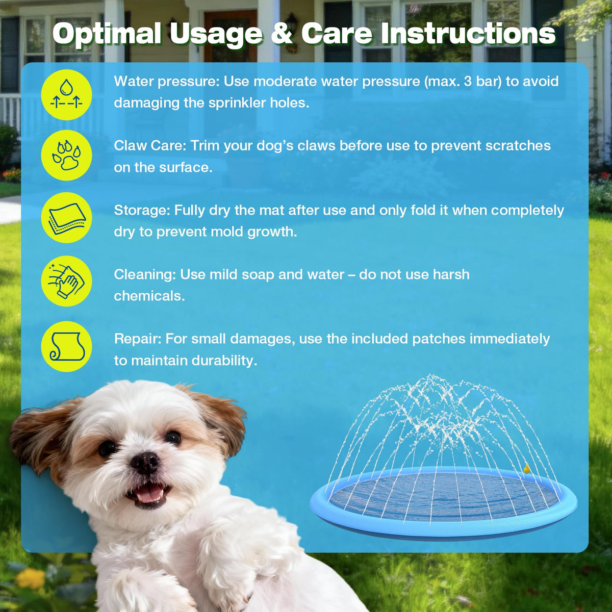 Flying Paws splash pad quick setup for fast cooling sessions with pets.