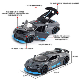 FLYKIRIN 1:32 Bugatti Divo interior detail supports imaginative play