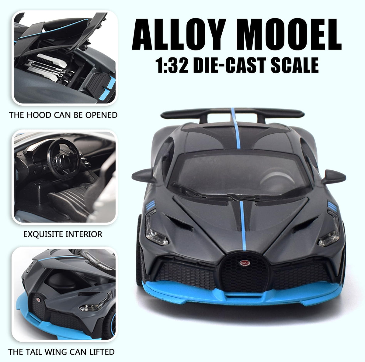 FLYKIRIN 1:32 Bugatti Divo side view highlights authentic detailing for display