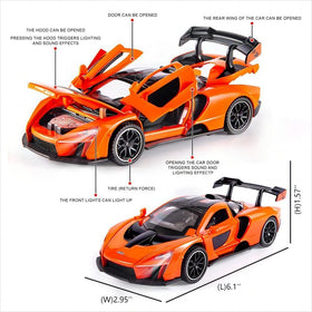 FLYKIRIN McLaren Senna open doors view emphasizing premium detailing.