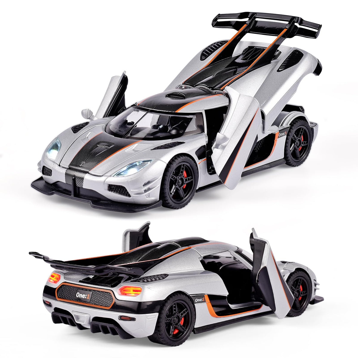 Flykirin Koenigsegg diecast featuring dihedral synchro-helix doors