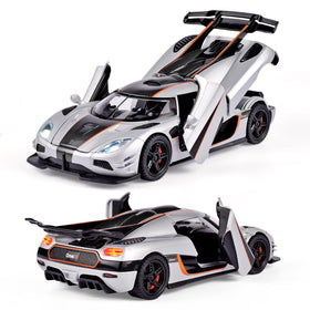 Flykirin Koenigsegg diecast featuring dihedral synchro-helix doors