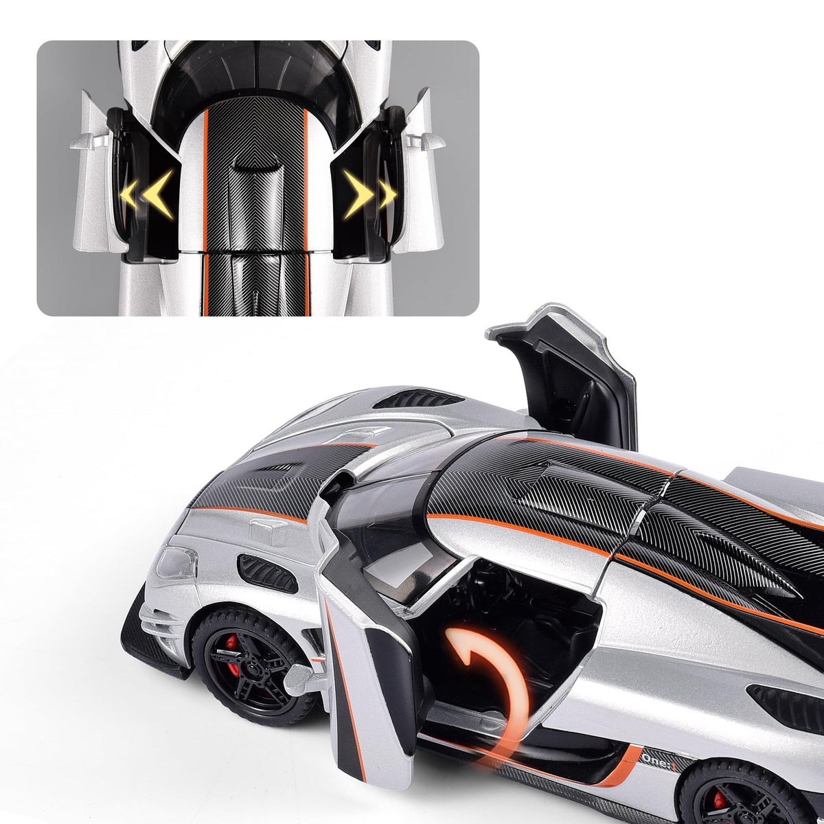 Flykirin Koenigsegg diecast with engine sounds and lights for interactive fun
